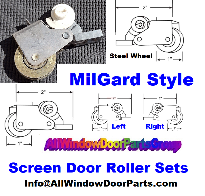 MilGard Type Screen Door Roller Replacement Sets L/H R/H BiltBest Window Parts